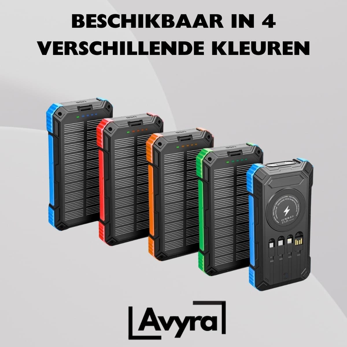 Avyra Solar Powerbank 20000mAh 15W Draadloos Opladen - 22.5W Snellader