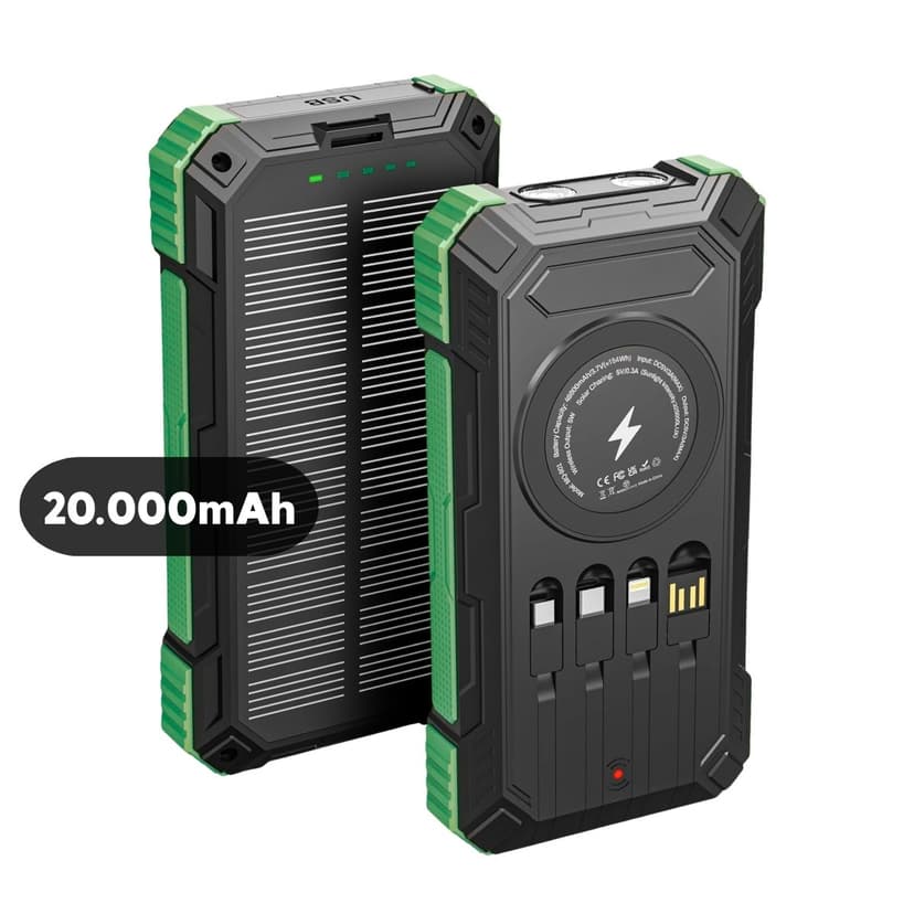 Avyra Solar Powerbank 20000mAh 15W Draadloos Opladen - 22.5W Snellader